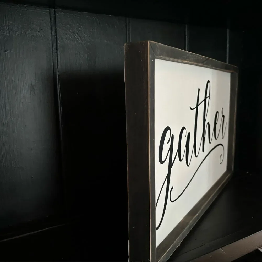 Large GATHER  Rustic Wooden Sign